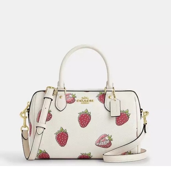 NWT Coach 🍓 Rowan Satchel Bag With Strawberry Print🍓 - Picture 1 of 14